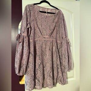 NWOT Free People Lavender Lace Long Sleeve Dress